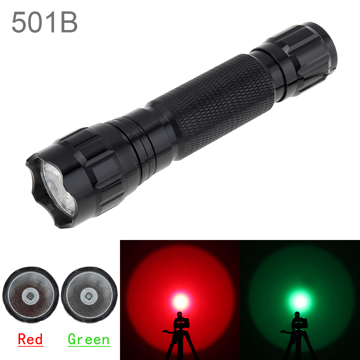 Hunting Thermal Imaging Scope - SecurityIng สีแดงสีเขียวยุทธวิธีไฟฉายกันน้ํา 1000LM LED ซูมไฟฉายใช้แบตเตอรี่ 18650